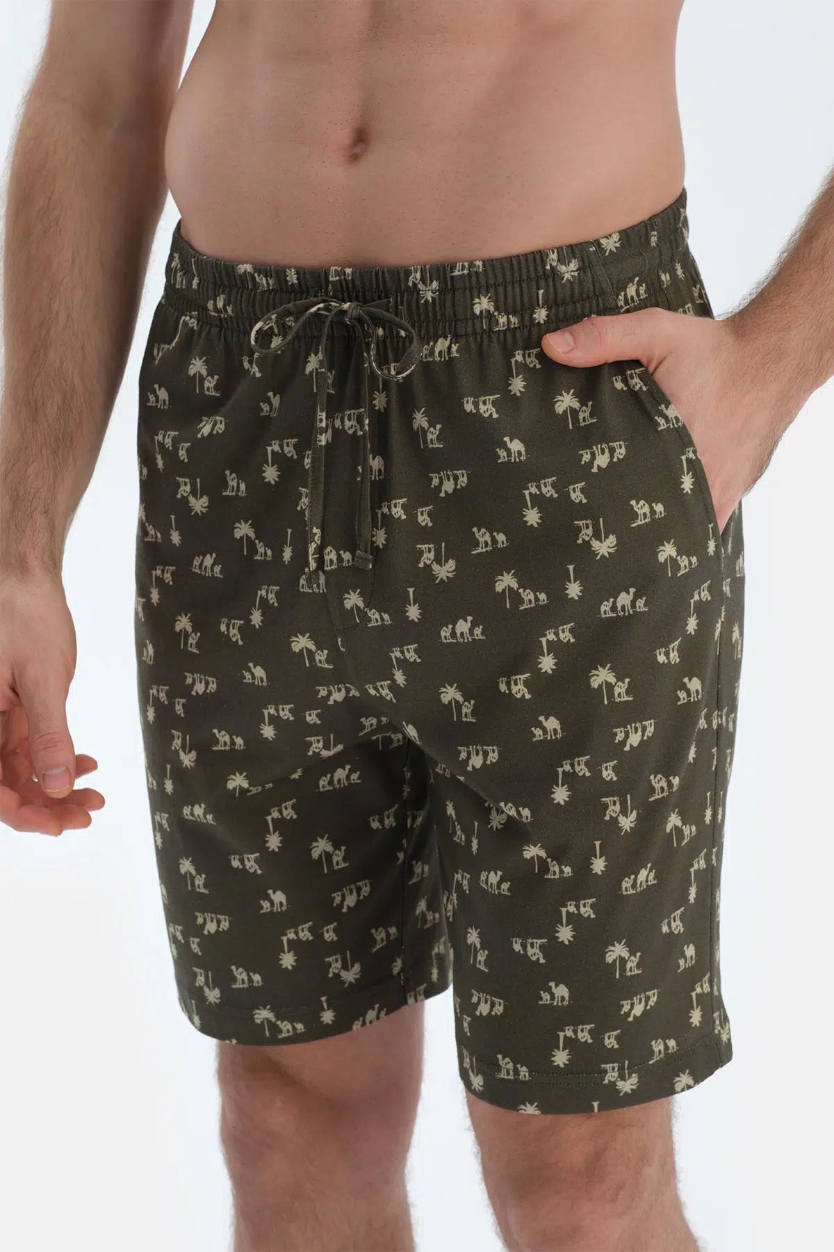 Açık Yeşil Kısa Kollu Baskı Detaylı Tişört Şort Pijama Takımı