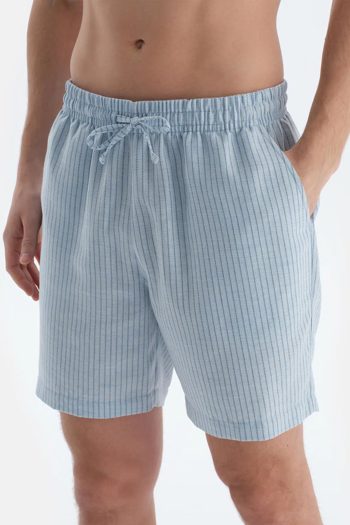 Mavi Melanj Baskı Detaylı Kısa Kollu Tişört Şort Pijama Takımı