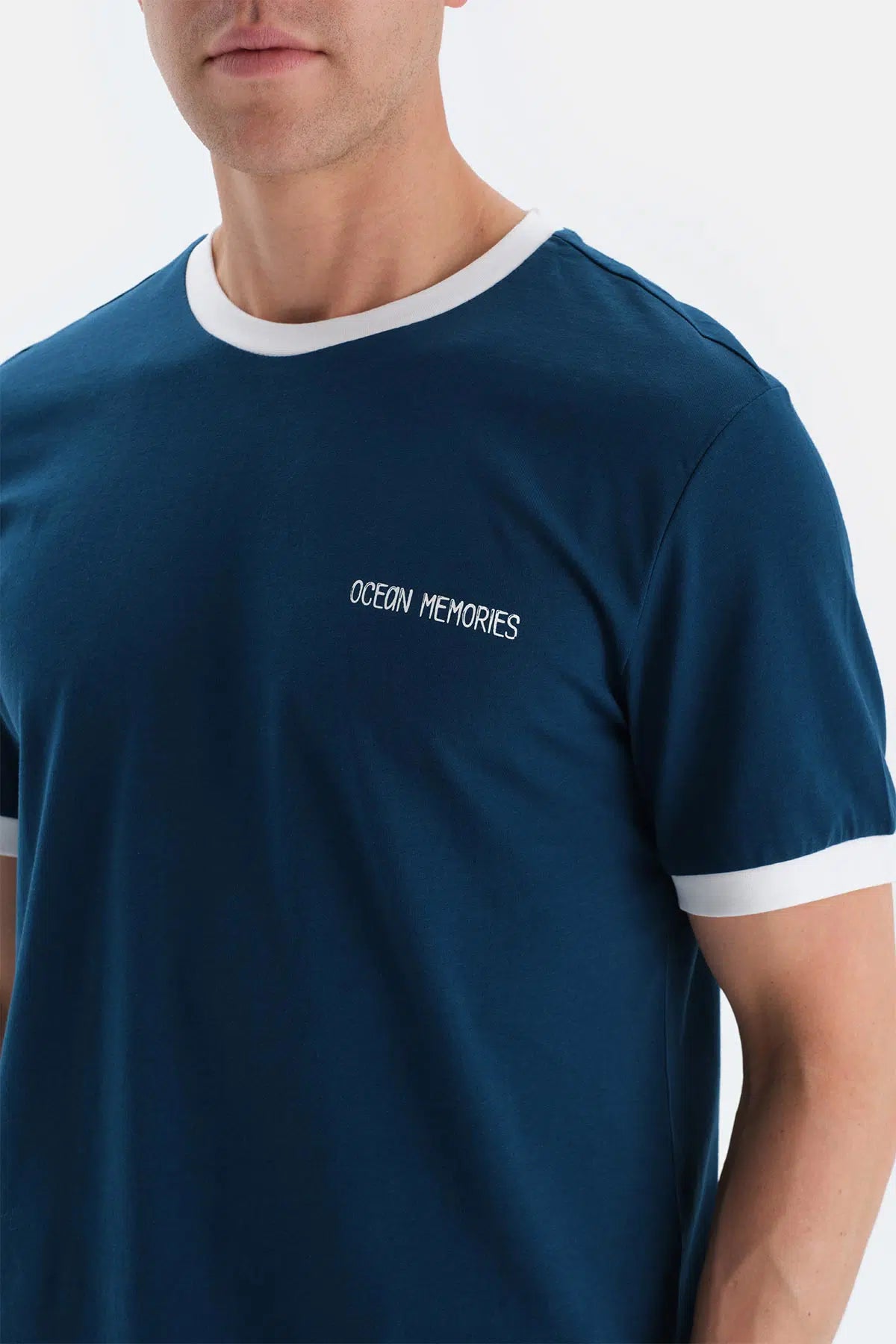 Lacivert Slogan Baskı Detaylı Kısa Kollu Tişört Şort Pijama Takımı