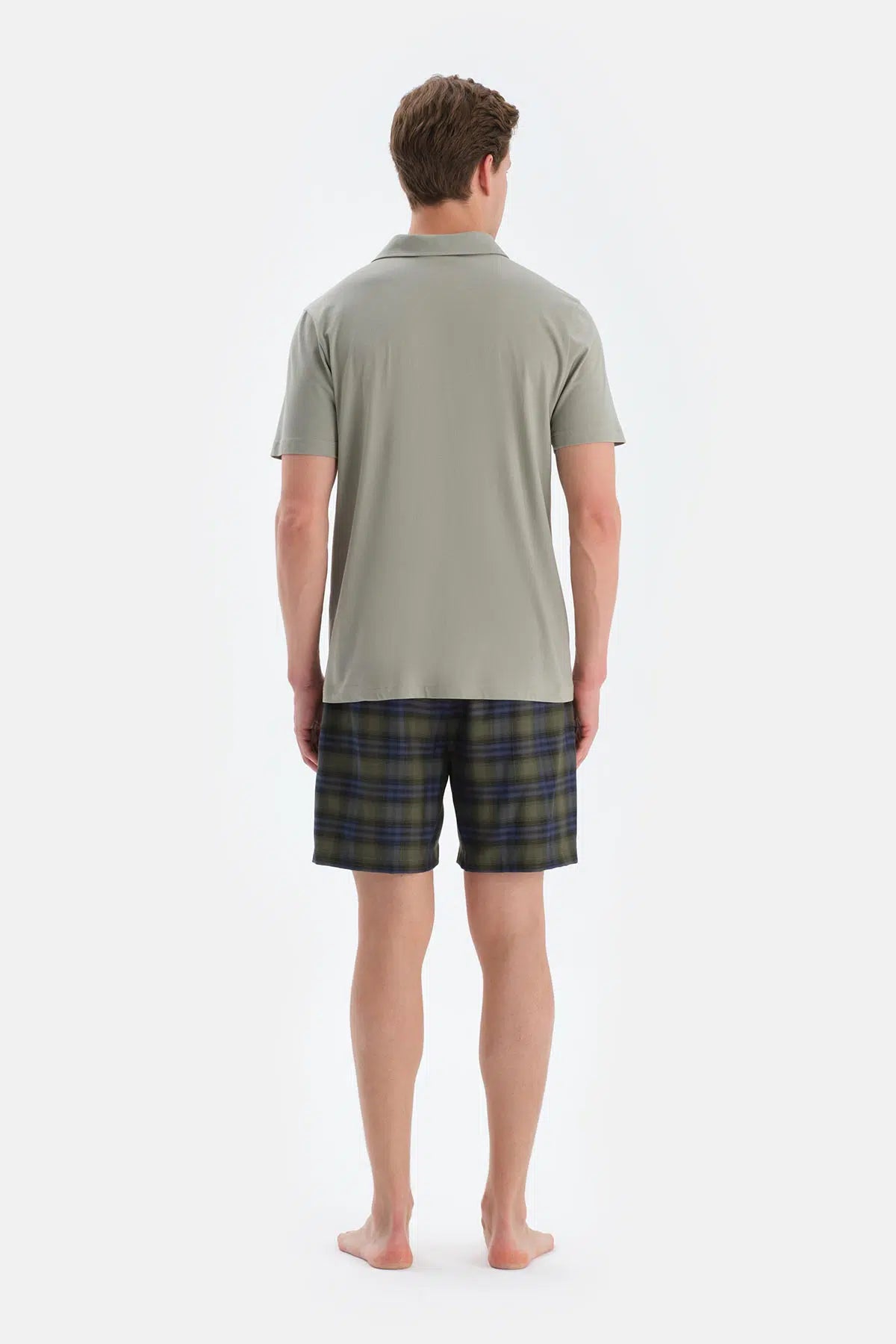 Açık Yeşil Polo Yaka Tişört Şort Pijama Takımı