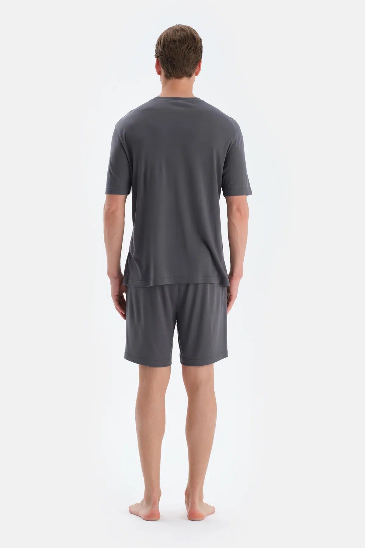 Füme Cool Touch Dikiş Detaylı Tişört Şort Pijama Takımı