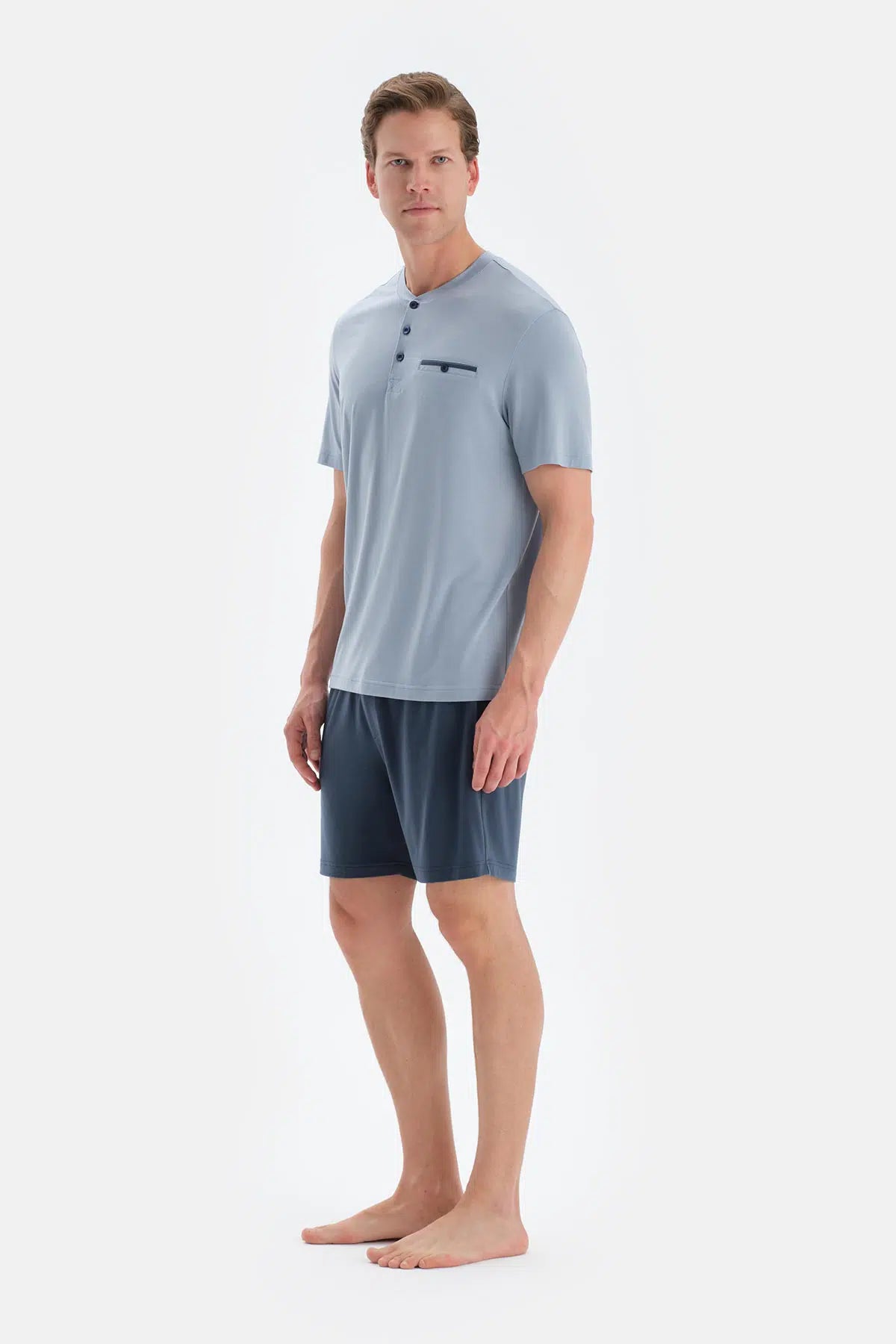 Mavi Cool Touch Tişört Şort Pijama Takımı