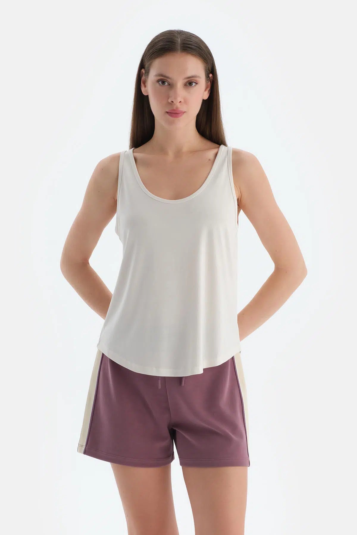 Kırık Beyaz Kadın Modal Karışımlı Atlet
