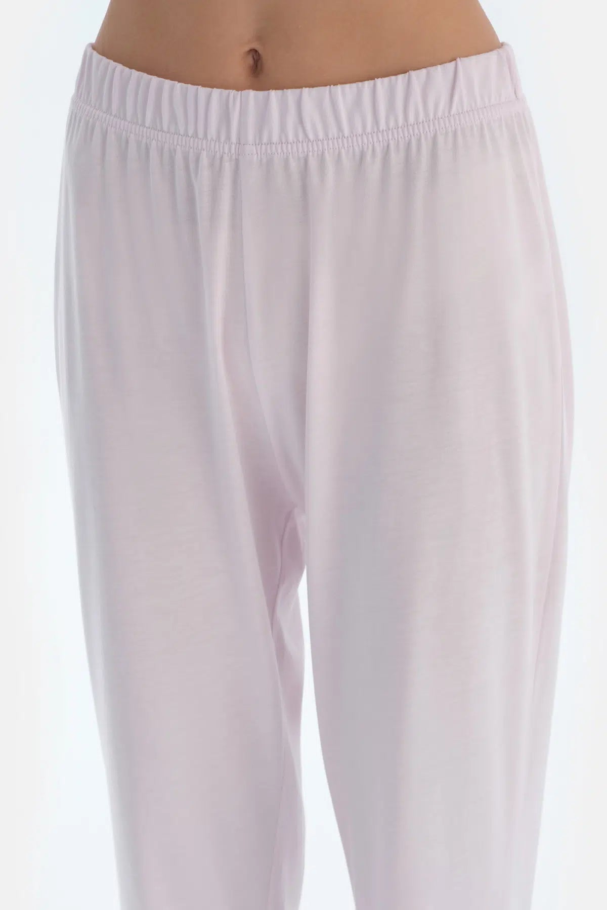 Pembe Metraj Desenli ve Düz Ikili Pijama Altı