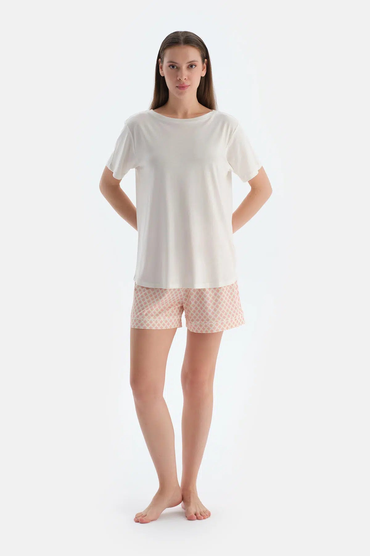 Turuncu Penye Modal Ikili Şort