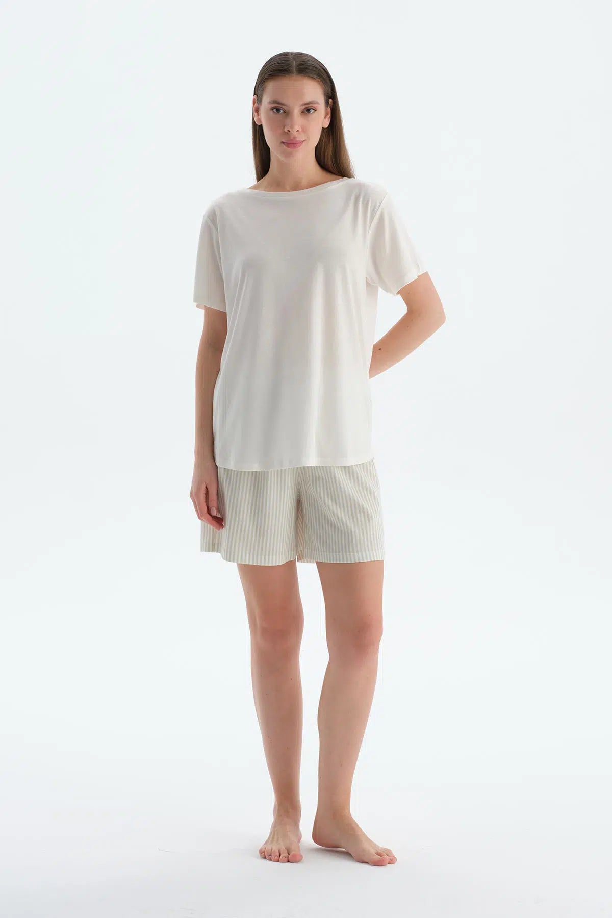 Açık Yeşil Penye Modal Ikili Şort