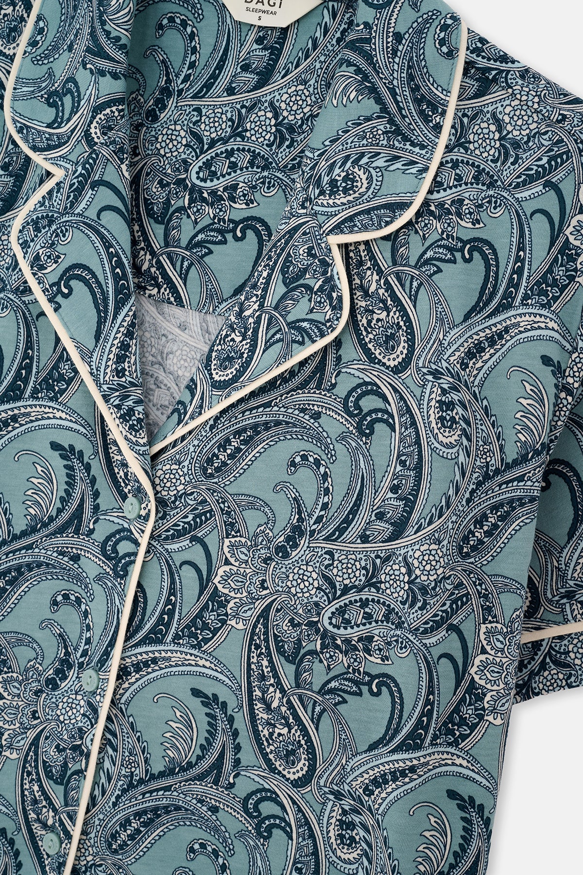 Ada Çayı Şal Desenli Gömlek Pantolon Pijama Takımı