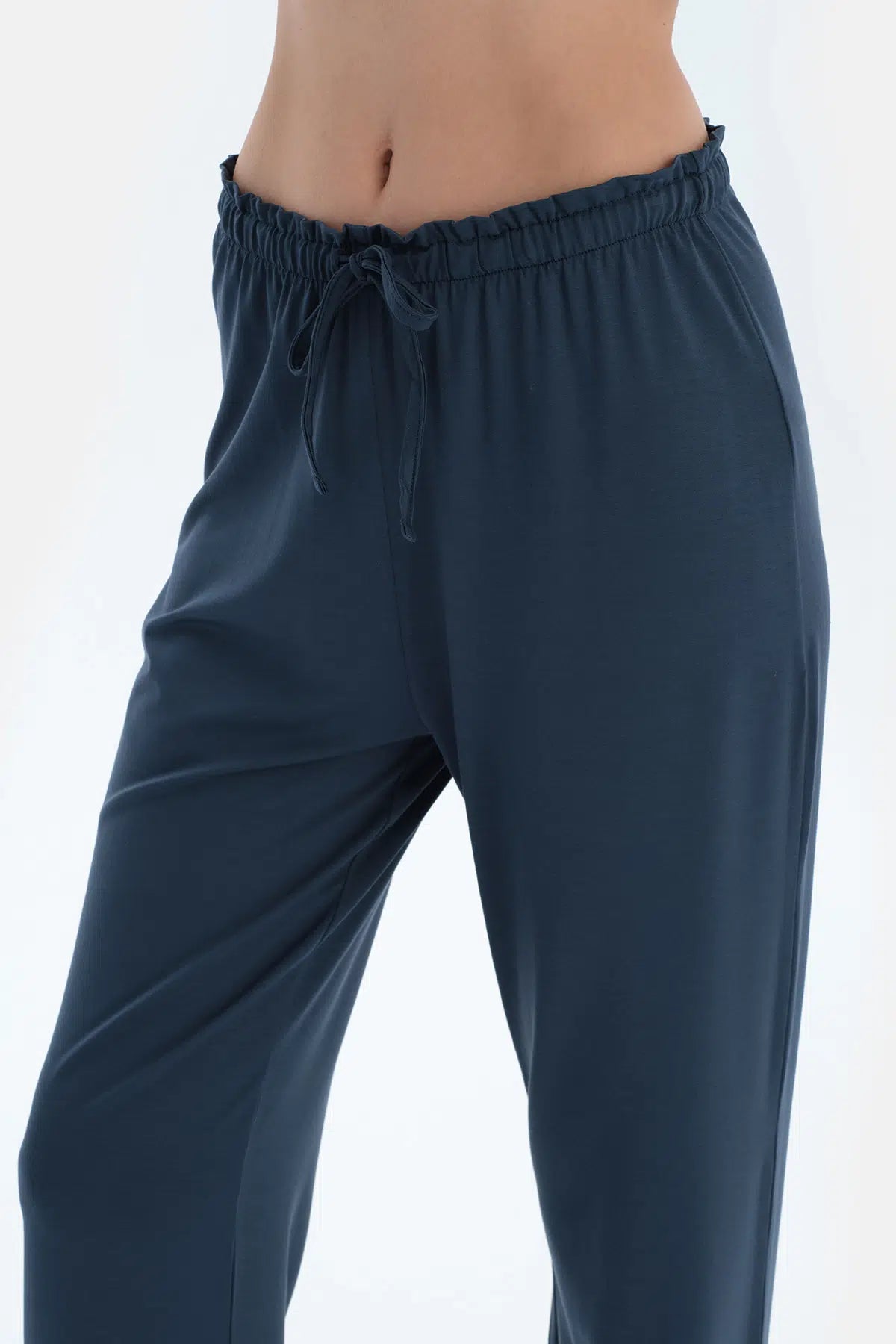 Lacivert Kısa Kollu Basıc Gömlek Pantolon Pijama Takımı