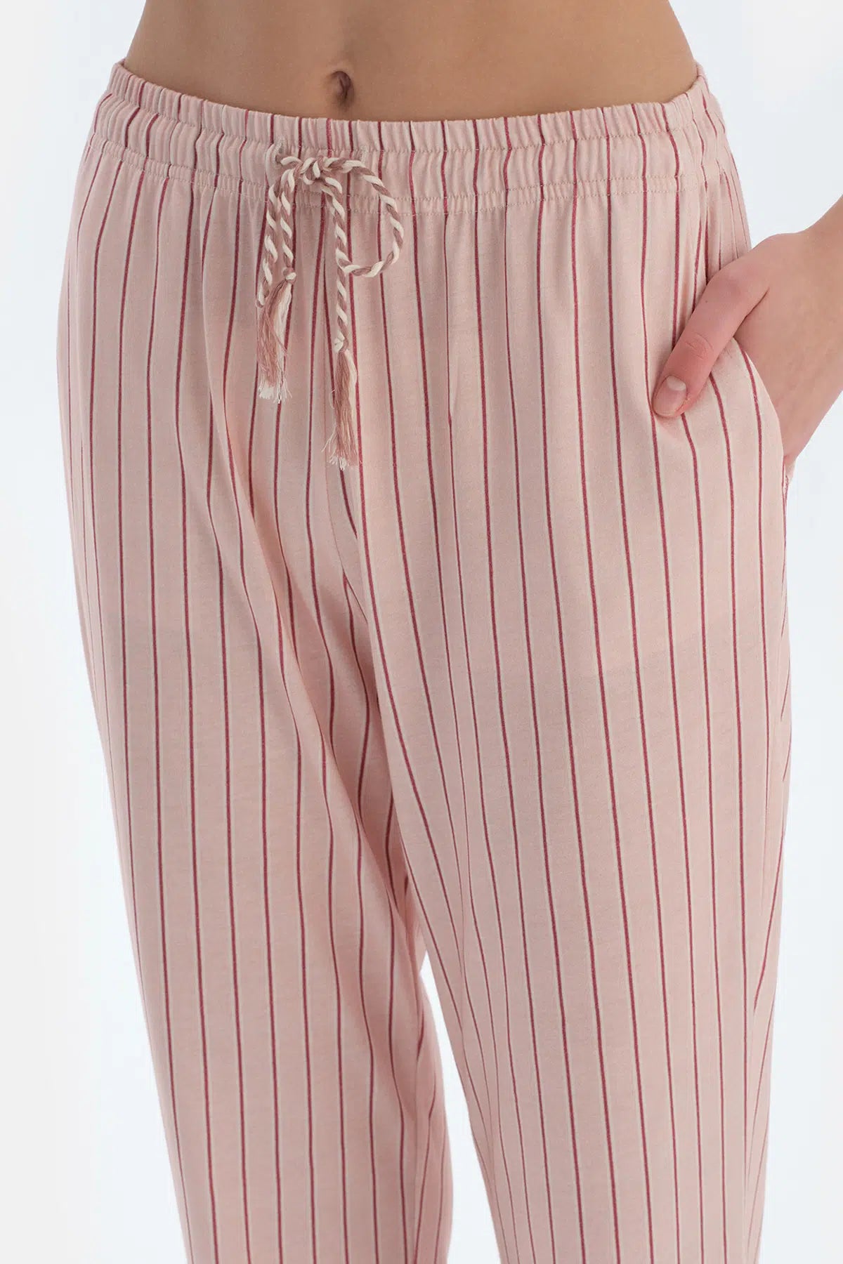 Ekru Baskı Detaylı Kısa Kollu Tişört Pantolon Pijama Takımı