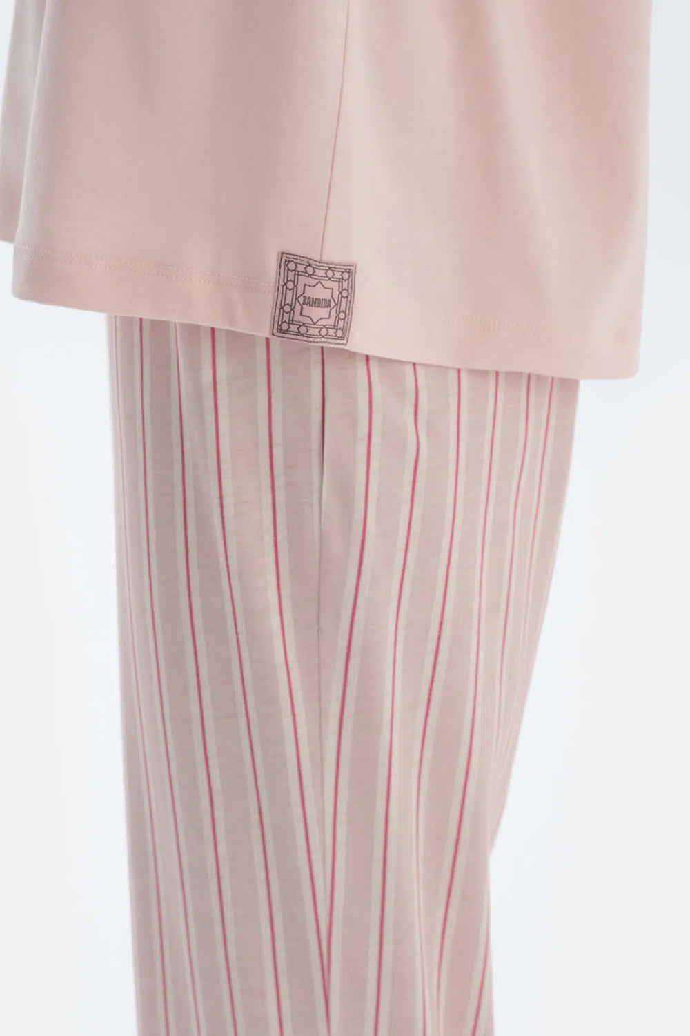 Açık Pembe Bisiklet Yaka Kısa Kollu Tişört Pantolon Pijama Takımı