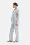 Ada Çayı Çizgili Basıc Gömlek Pantolon Pijama Takımı