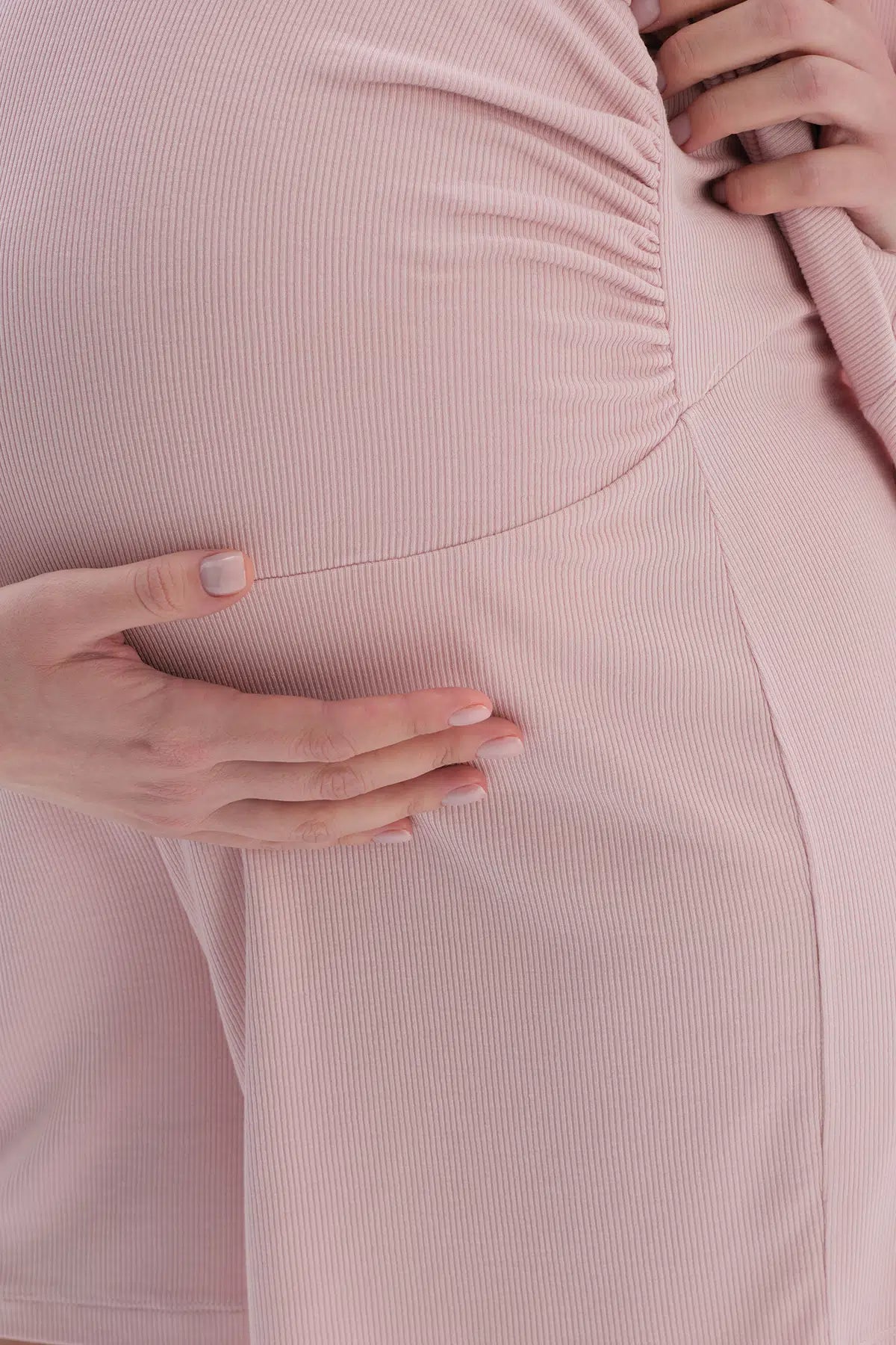 Açık Pembe Kaşkorse Hamile Tişört Şort Pijama Takımı