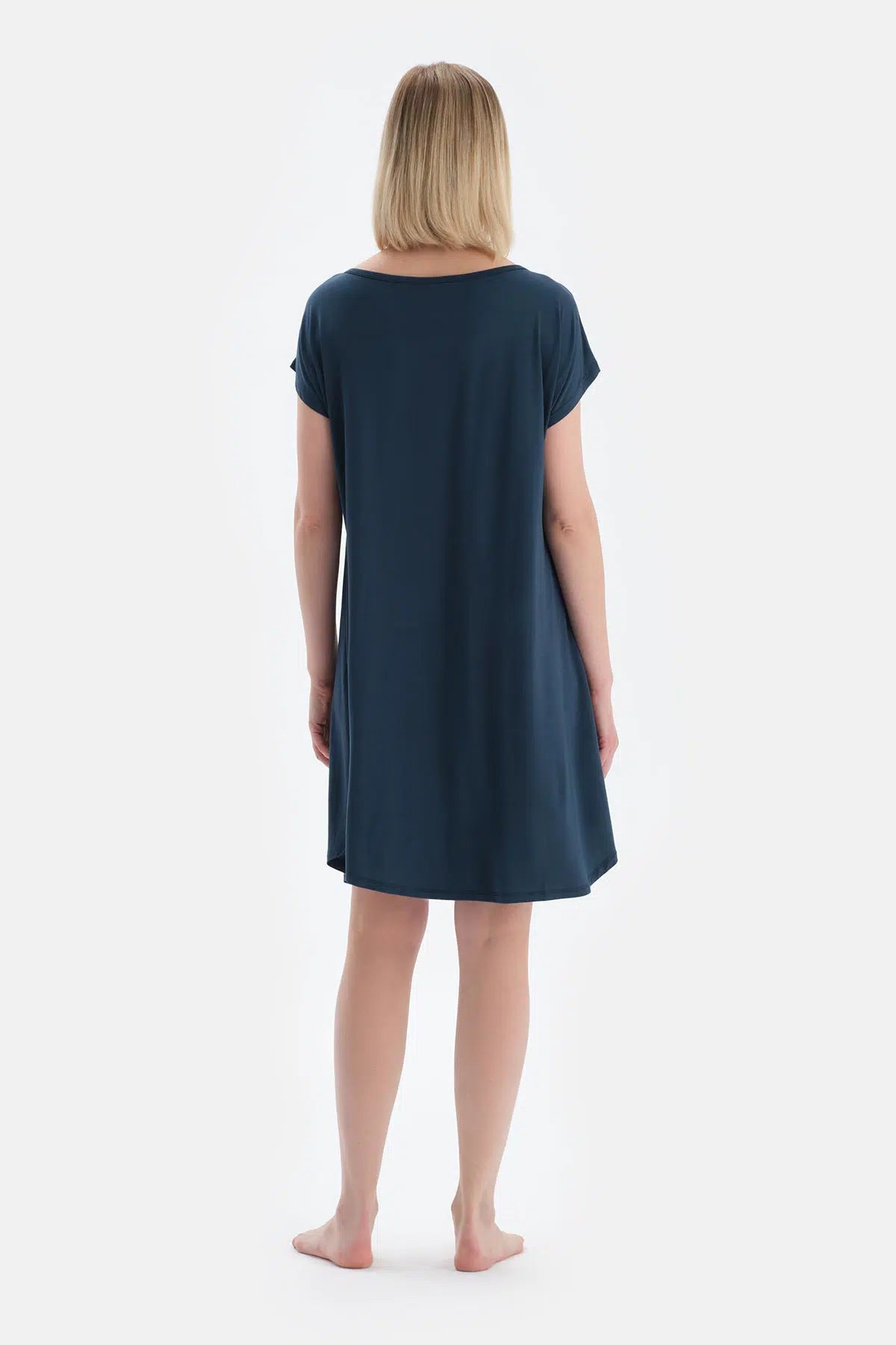 Indigo Cool Touch Bisiklet Yaka Kısa Kollu Gecelik