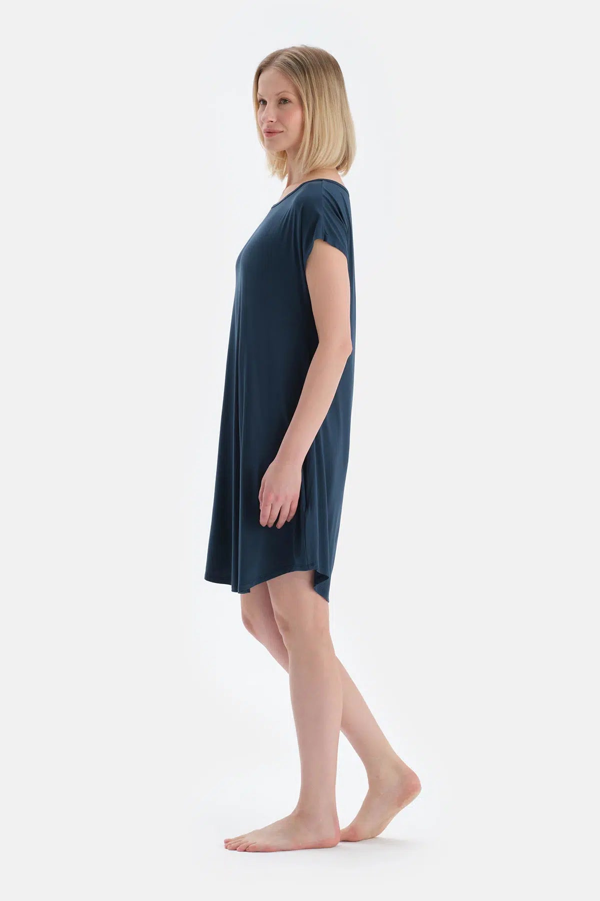 Indigo Cool Touch Bisiklet Yaka Kısa Kollu Gecelik