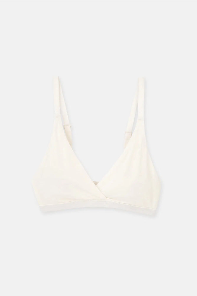 Ekru Micromodal Kruvaze Arkası Dantel Detaylı Üçgen Soft Bra