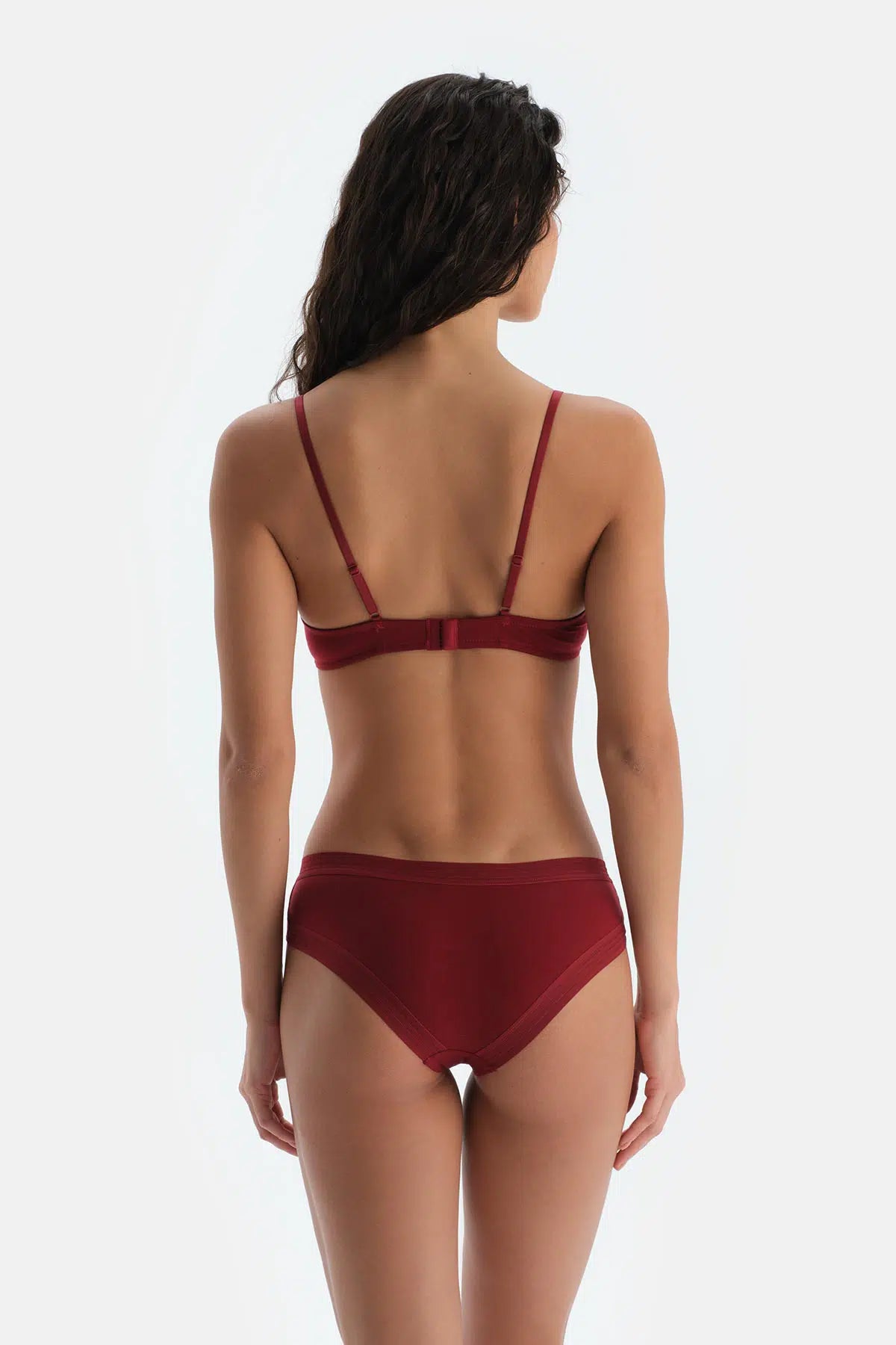 Bordo Basıc Bel Dantel Detaylı Hıpster Külot