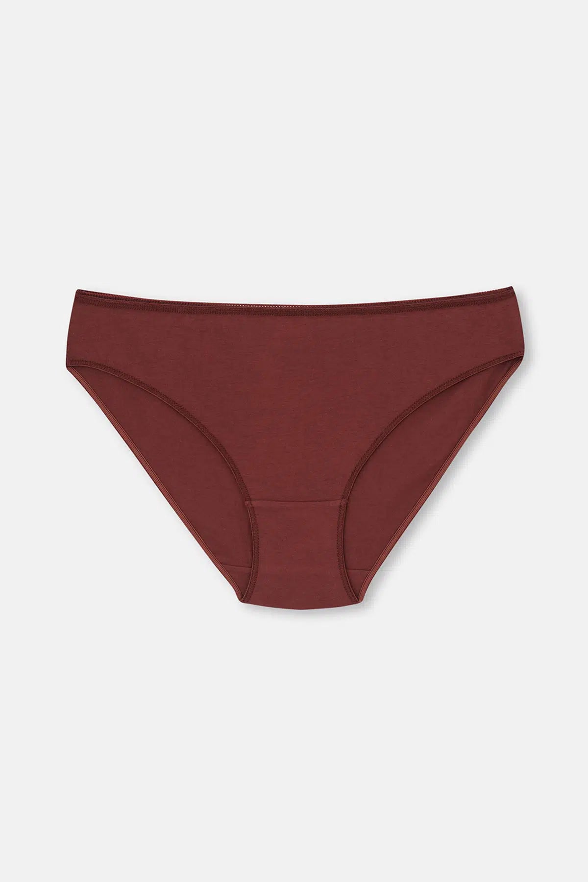 Kızıl Kahve-Koyu Bej Kadın 3'lü Desenli Brıef Külot