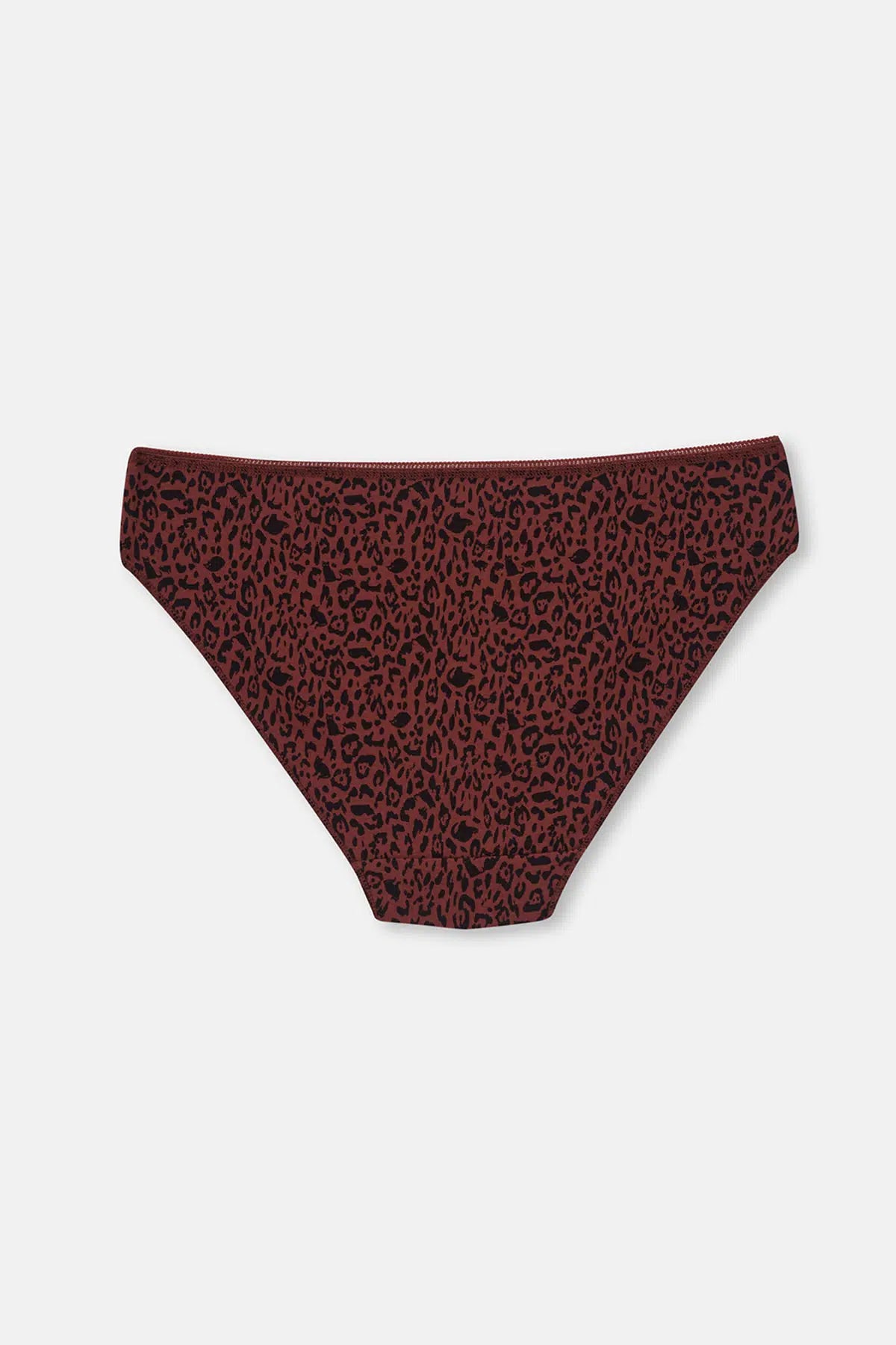Kızıl Kahve-Koyu Bej Kadın 3'lü Desenli Brıef Külot