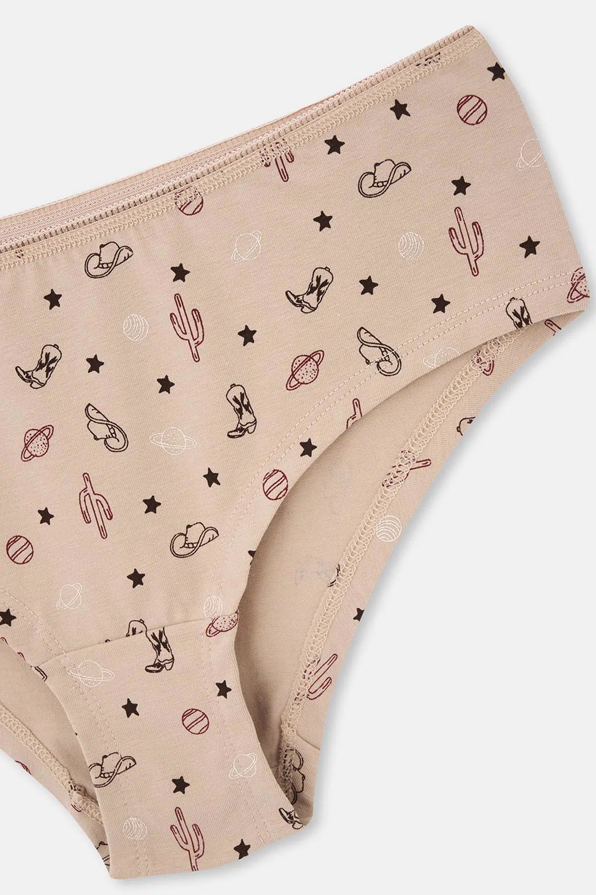 Bordo-Koyu Kahverengi rengi Kadın 3'lü Desenli Hipster Külot