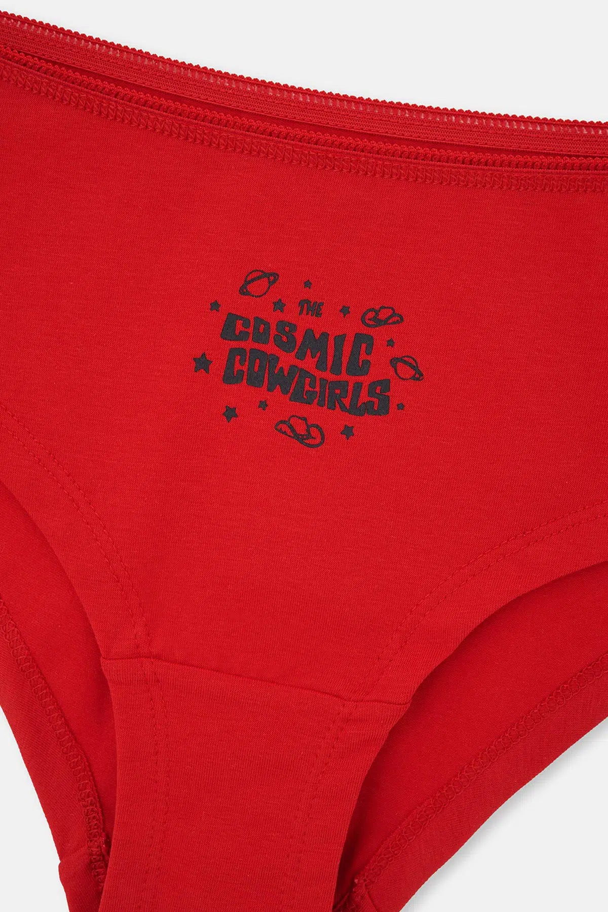 Kırmızı-Lacivert Kadın 3'lü Parça Baskılı Hipster Külot