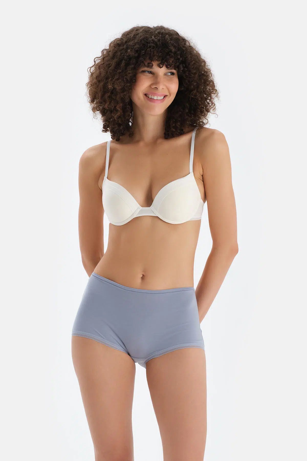 Buz Mavisi Dantel Detaylı Boyshort Külot