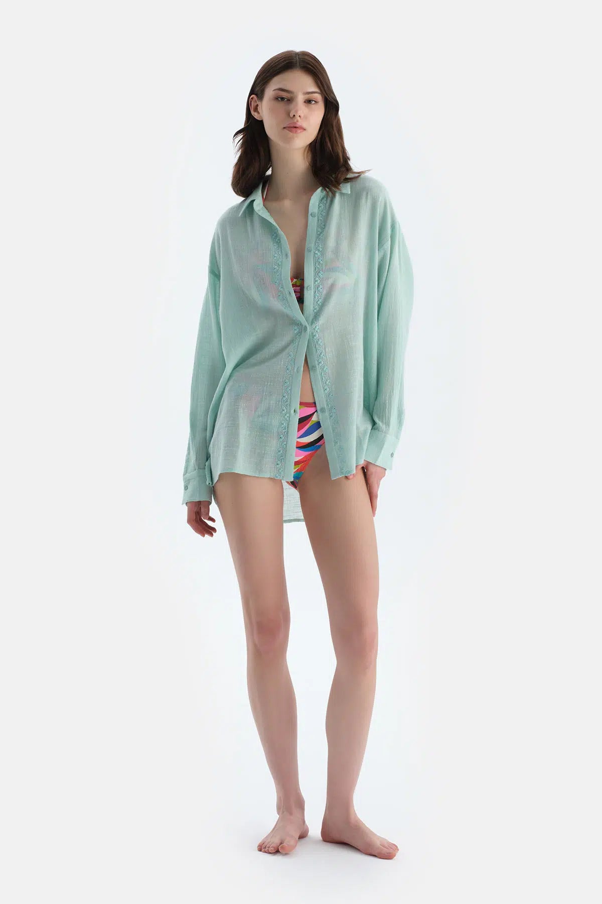 Mint Yeşili Uzun Kol Gömlek