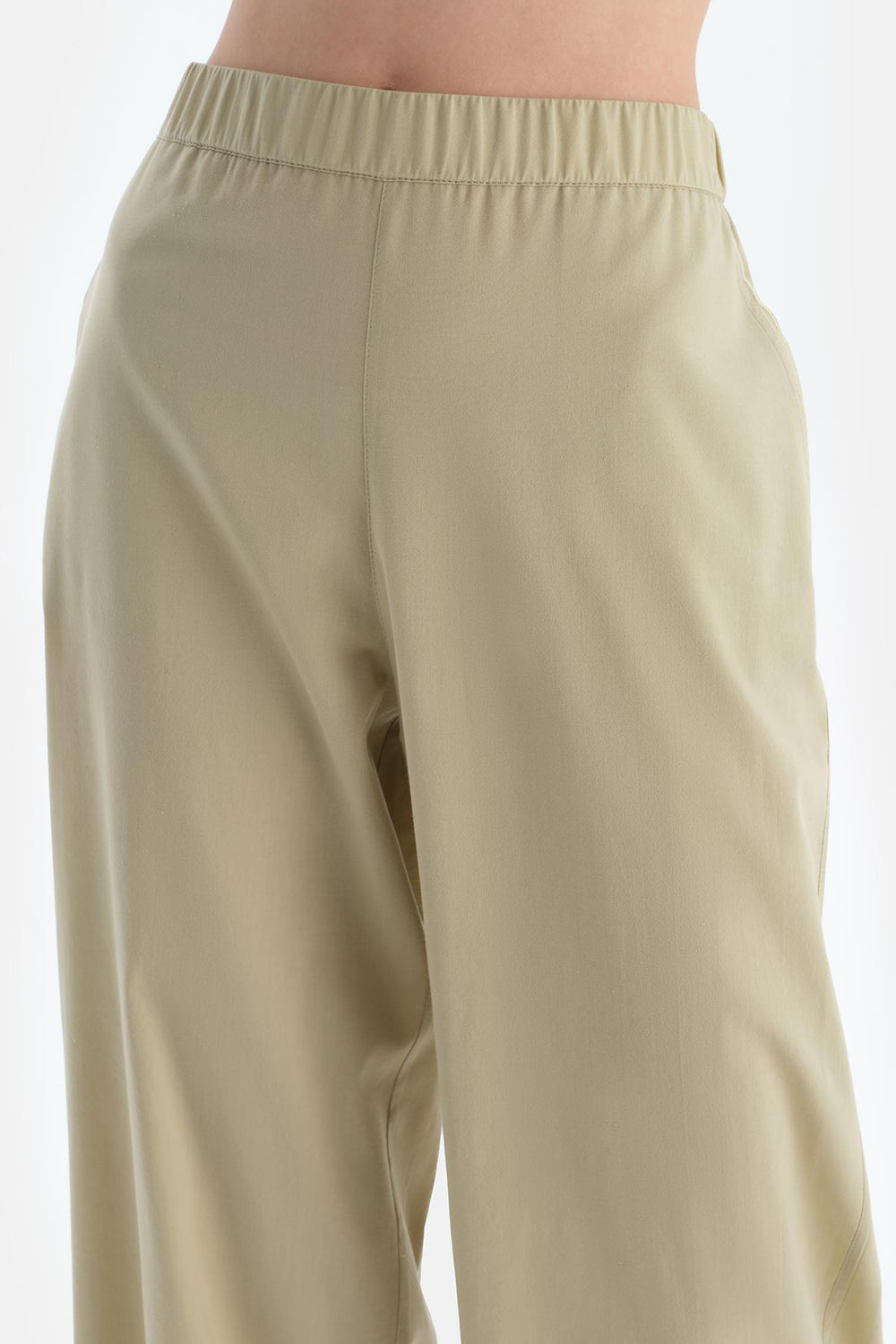 Açık Yeşil Dikiş Detaylı Dokuma Pantolon