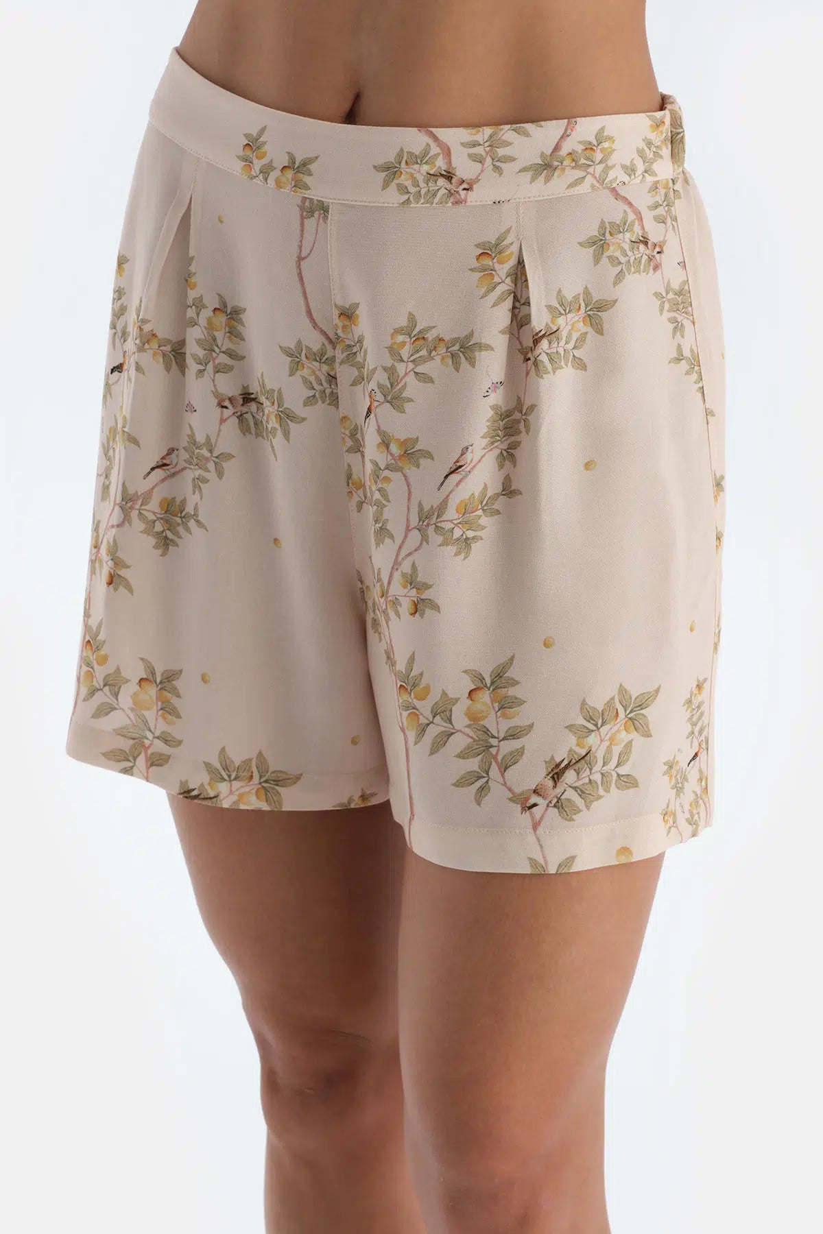 Taş Çiçek Baskılı Viskon Dokuma Şort