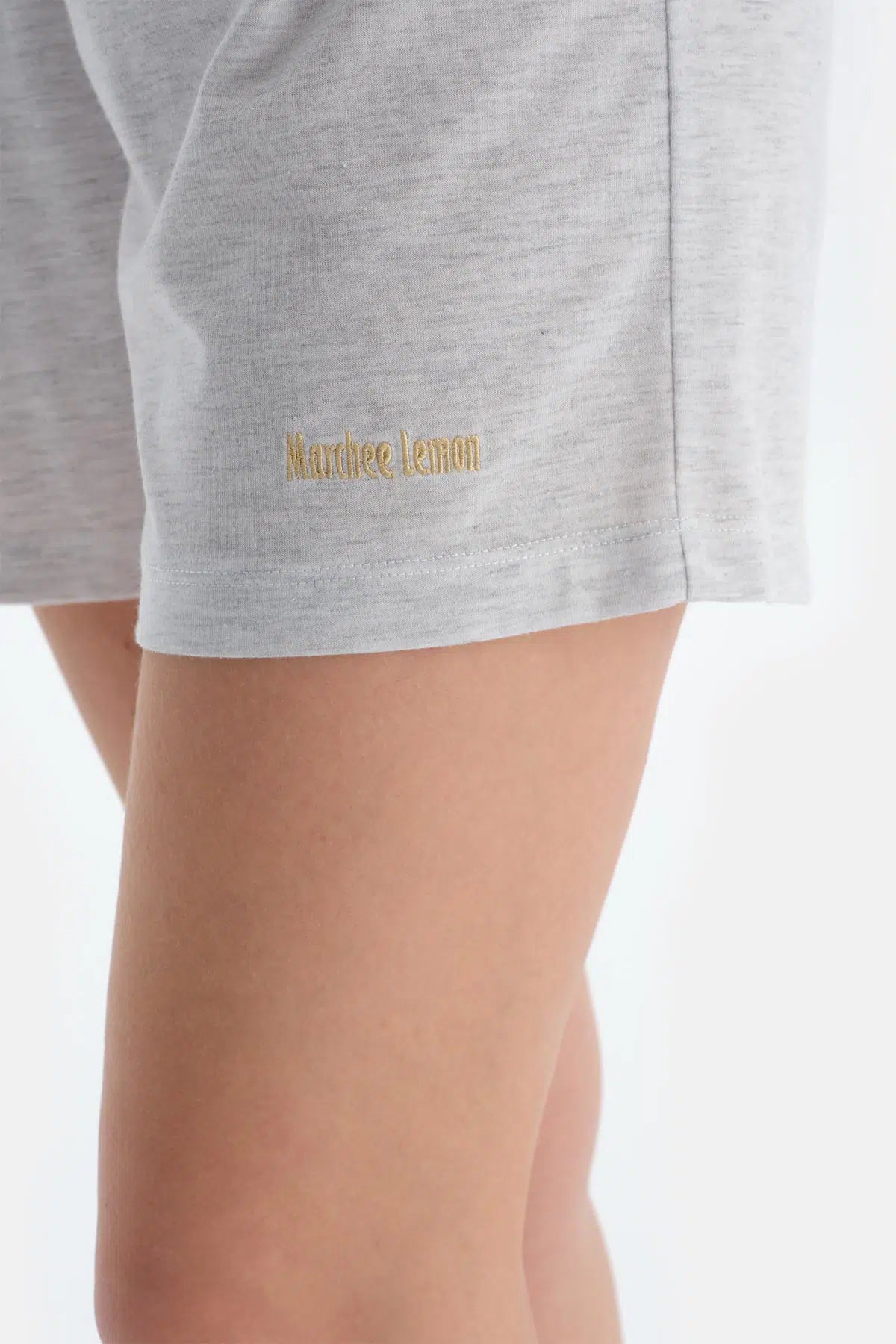 Gri Melanj-Sarı Penye Modal Ikili Şort