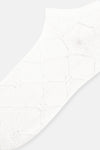 Beyaz Kadın Dörtgen Desenli Patik Çorap