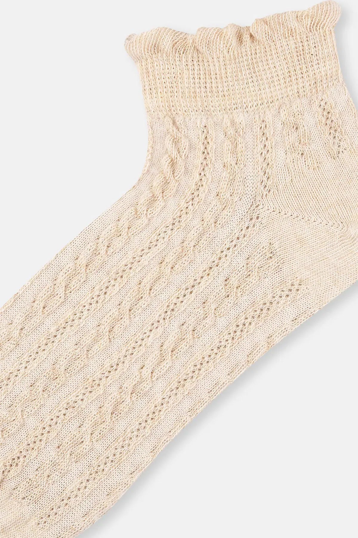 Bej Kadın Buğday Örgülü Patik Çorap