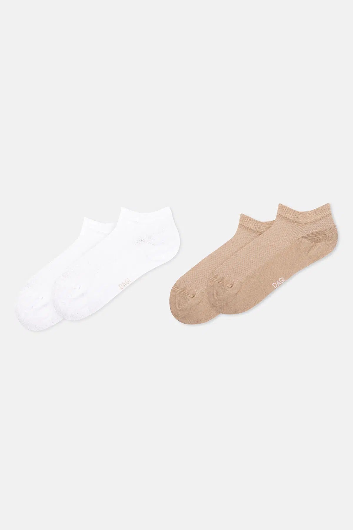 Bej-Beyaz Kadın 2'li Bambu Patik Çorap