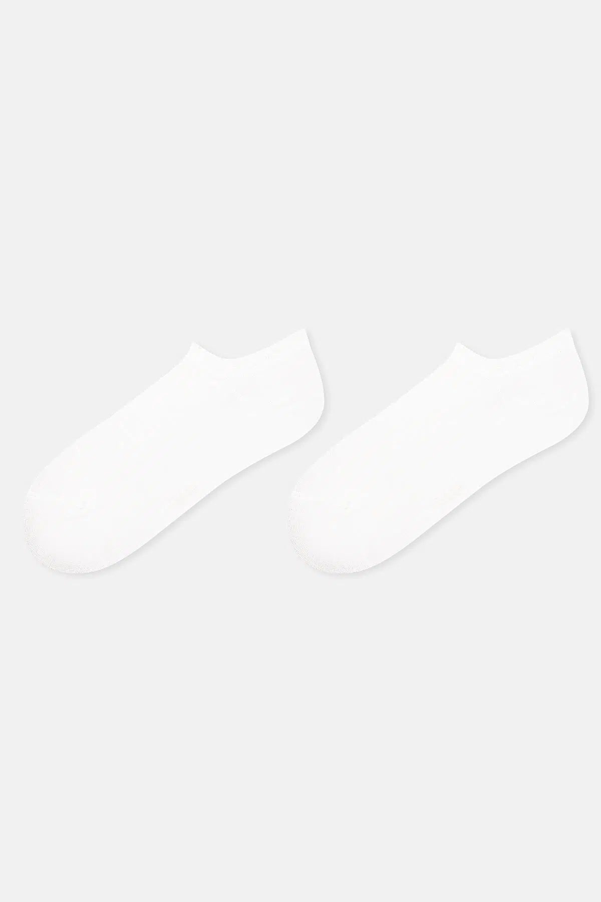 Beyaz-Pudra Kadın 2'li Bambu Patik Çorap