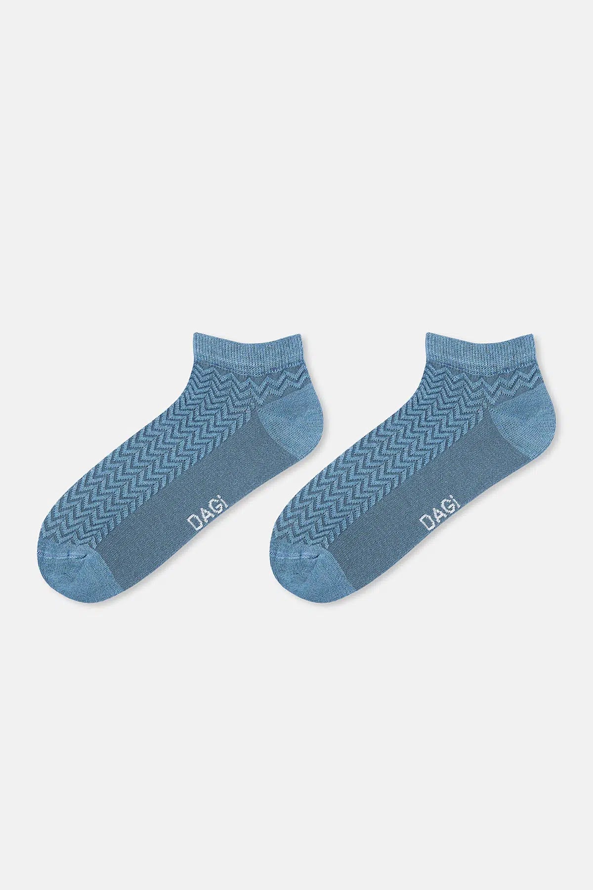 Beyaz-Indigo Kadın 2'li Zigzak Desenli Bambu Patik Çorap