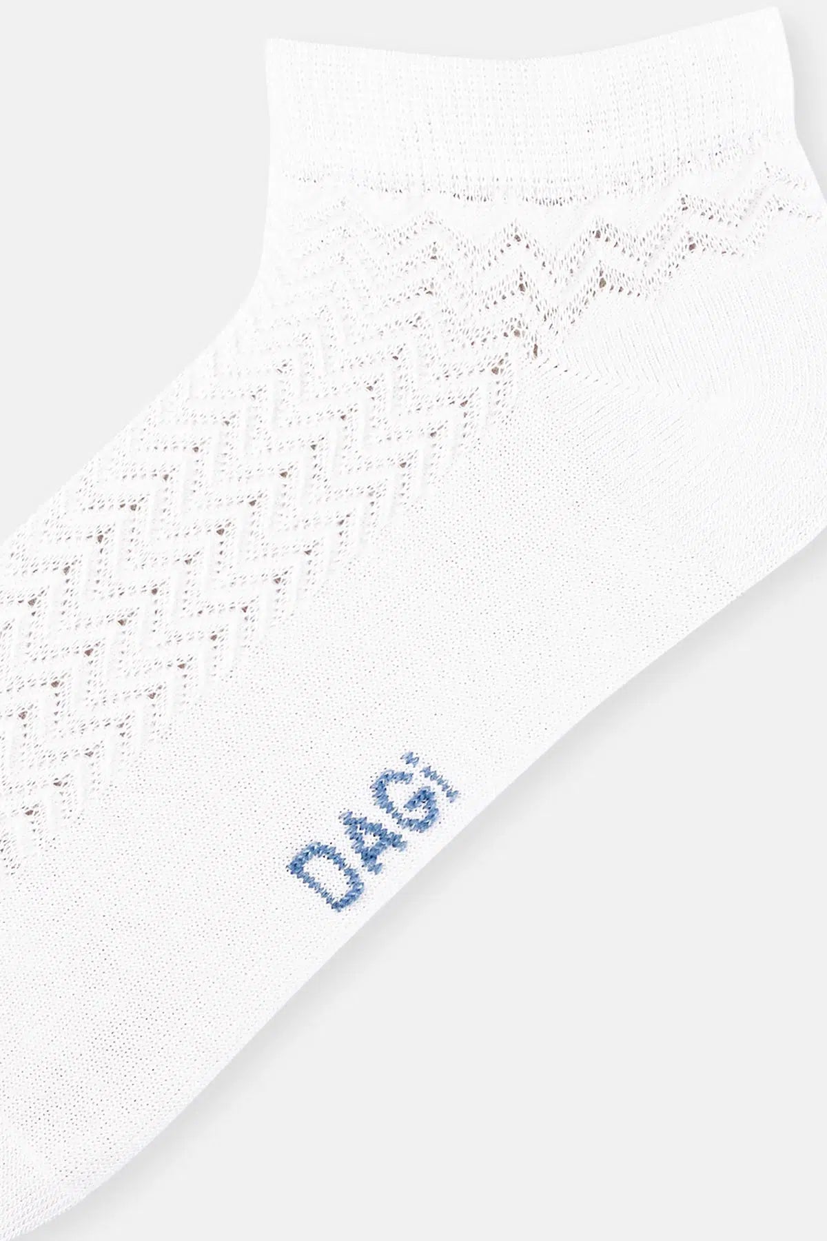 Beyaz-Indigo Kadın 2'li Zigzak Desenli Bambu Patik Çorap