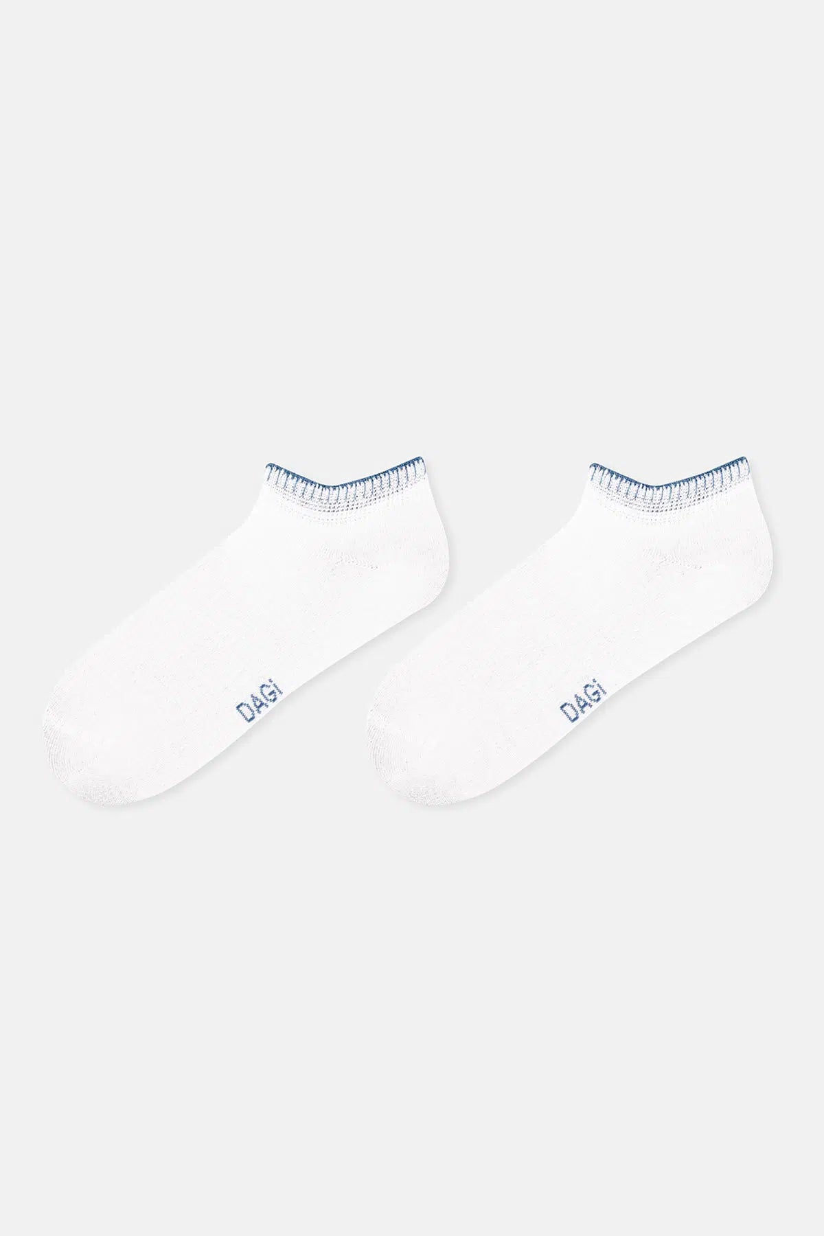 Beyaz-Mavi Kadın 2'li Bambu Patik Çorap