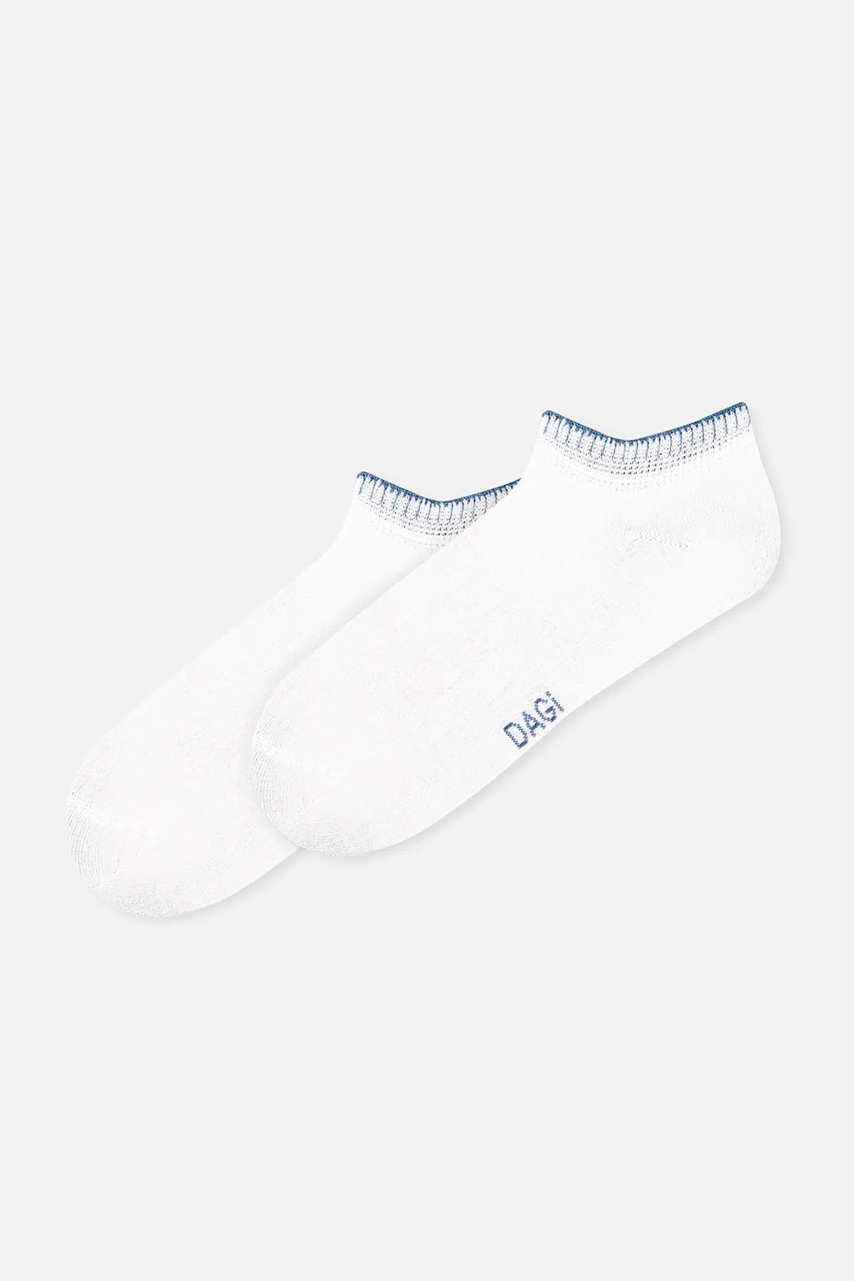 Beyaz-Mavi Kadın 2'li Bambu Patik Çorap