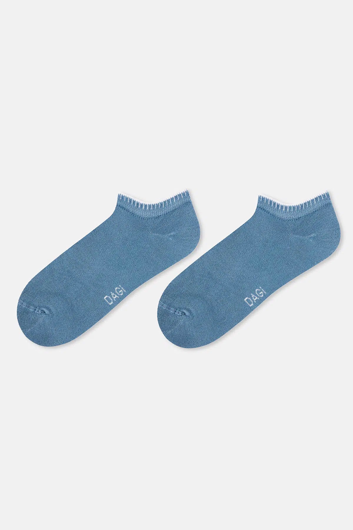 Beyaz-Mavi Kadın 2'li Bambu Patik Çorap