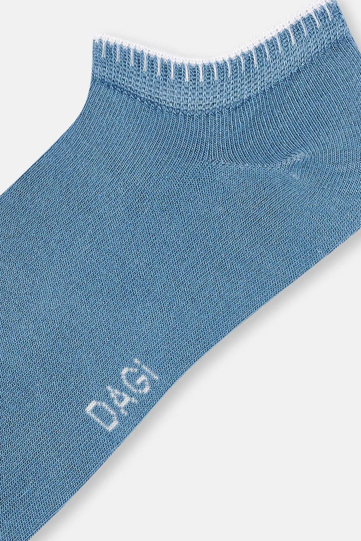 Beyaz-Mavi Kadın 2'li Bambu Patik Çorap