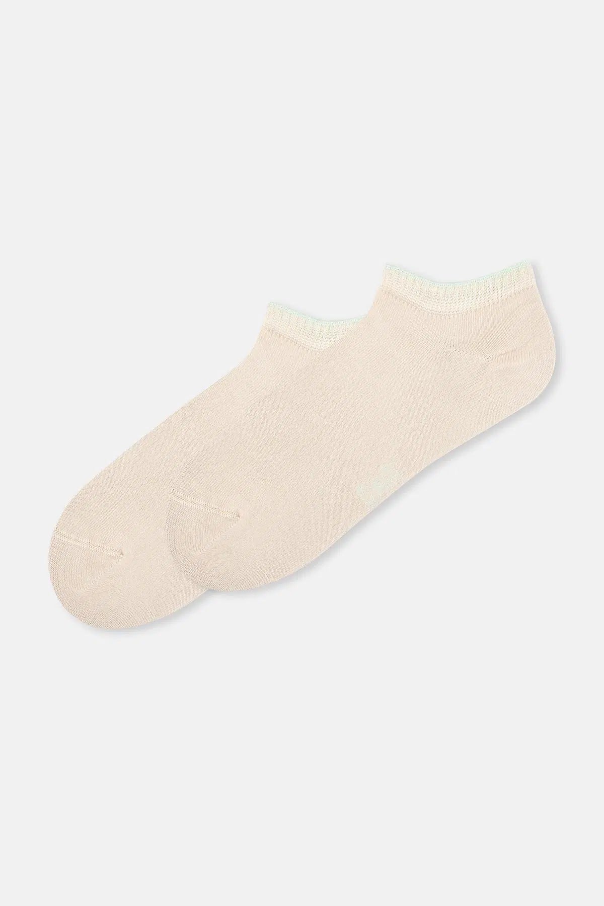 Ekru-Mint Kadın 2'li Bambu Patik Çorap