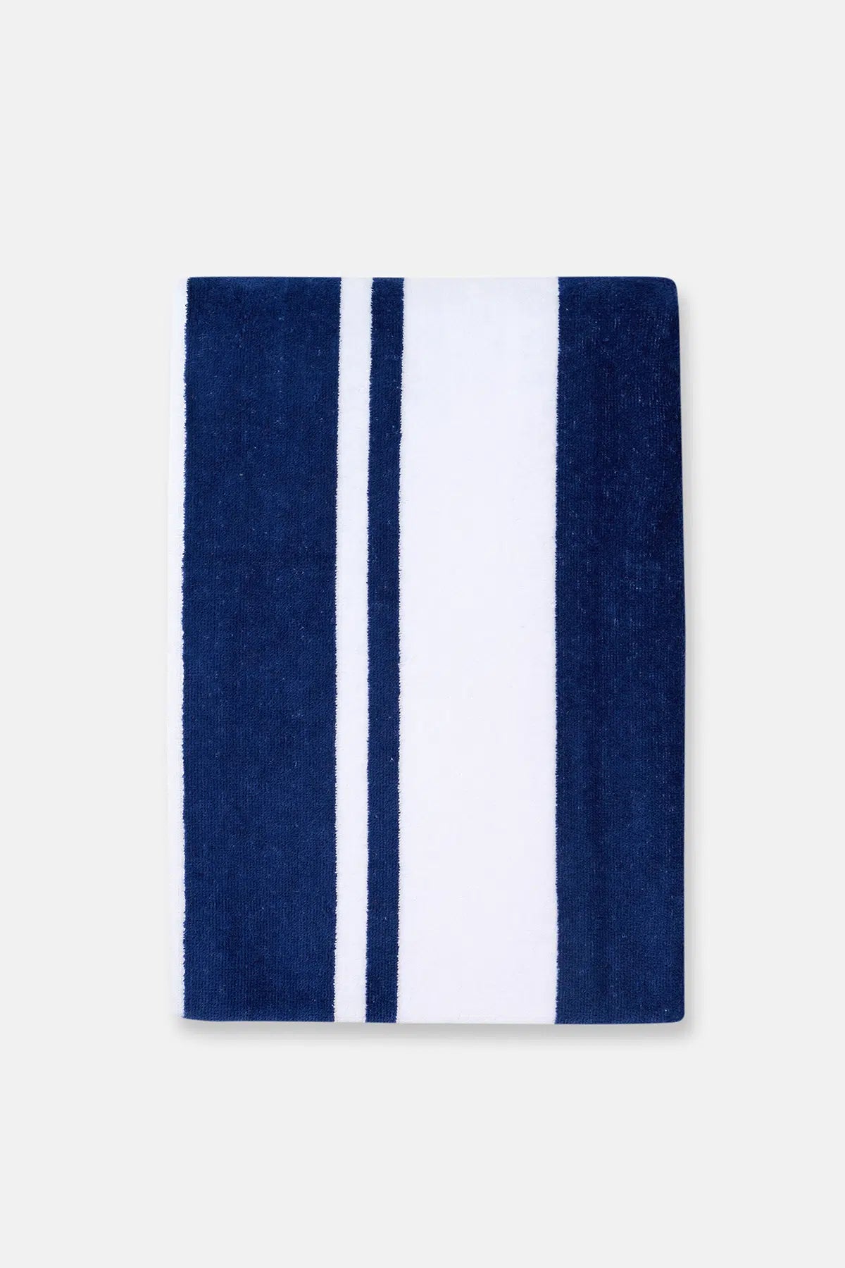 Lacivert Boyuna Çizgi Desenli Kadife Havlu 80X150