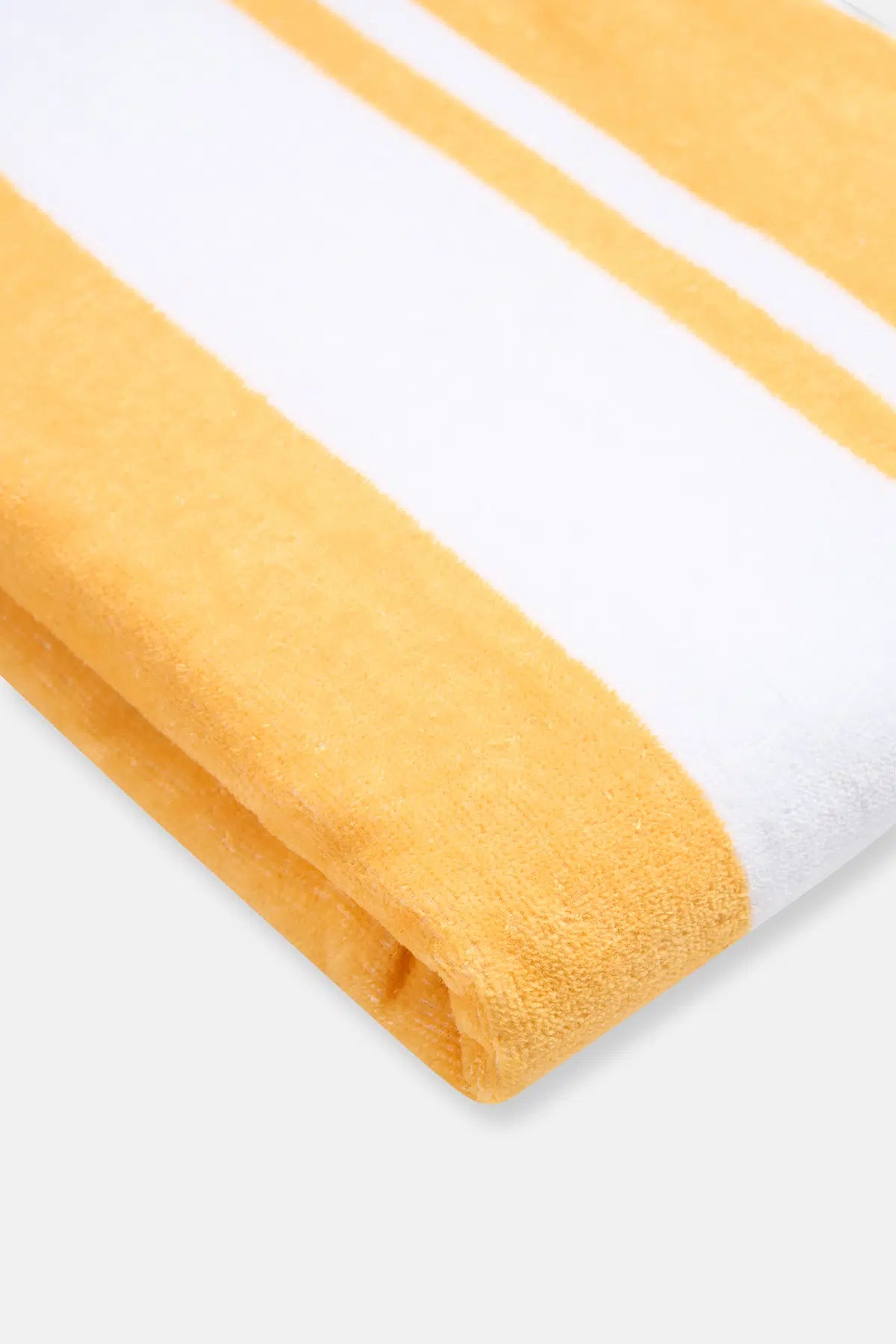 Sarı Boyuna Çizgi Desenli Kadife Havlu 80X150