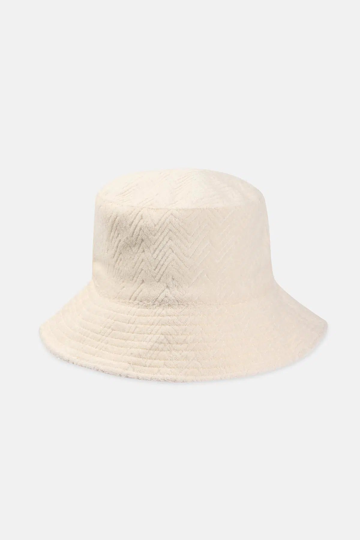 Ekru Kadın Desenli Bucket Şapka