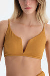 Hardal Üçgen Geniş Bikini Üst