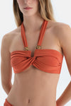 Kahverengi Straplez Bikini Üst