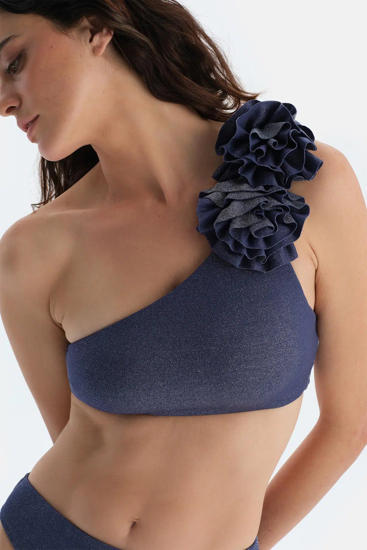 Mürdüm Tek Omuz Bikini Üst