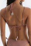 Kahverengi Üçgen Küçük Bikini Üst