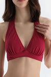 Bordo Üçgen Geniş Bikini Üst