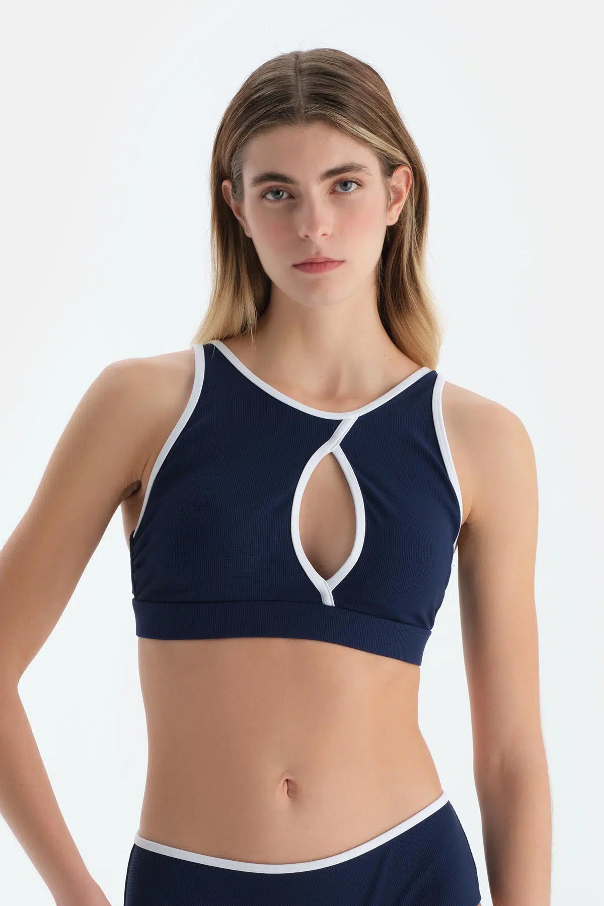 Lacivert Halter Yaka Bikini Üst