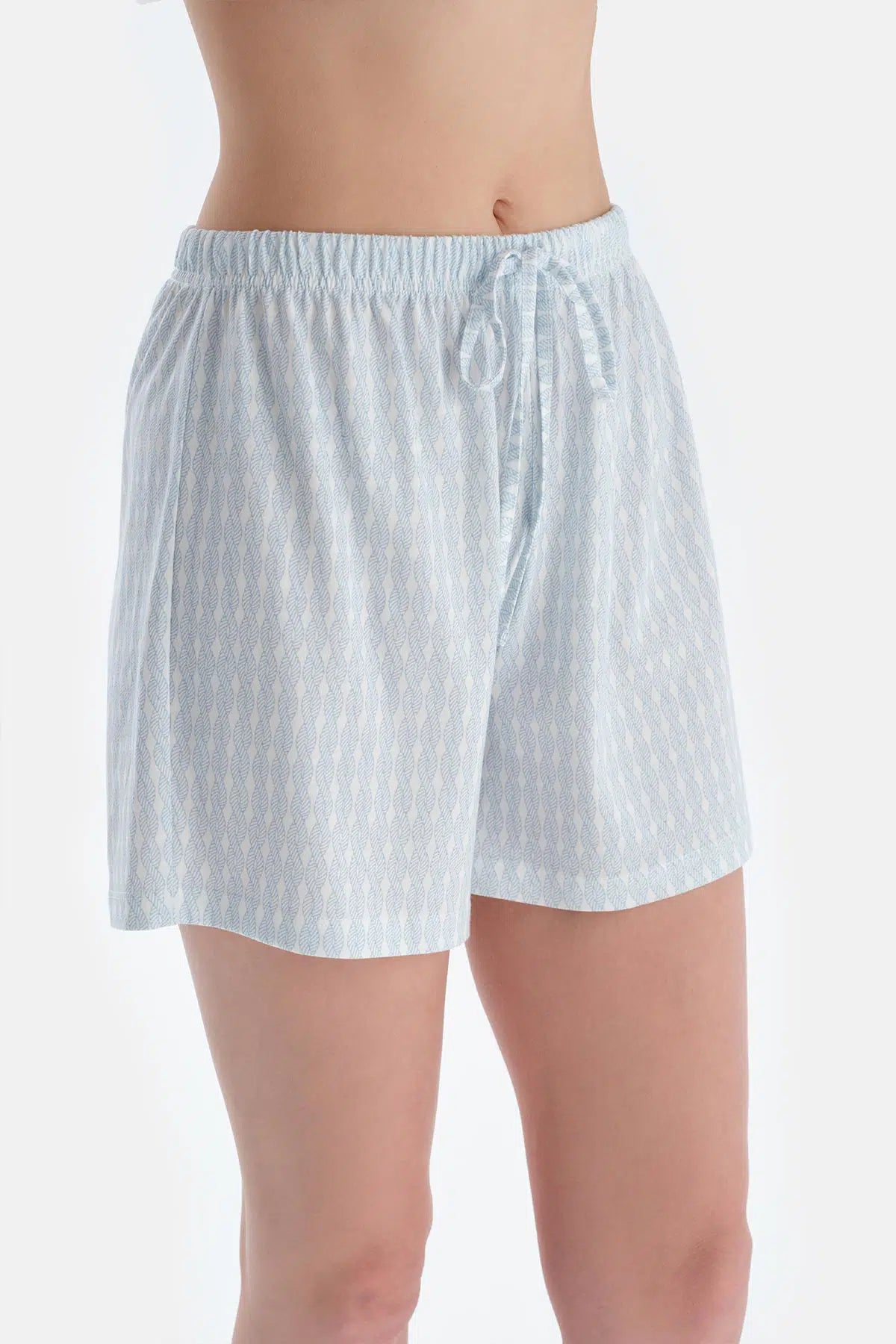 Açık Mavi Halat Desenli Atlet Şort Pijama Takımı